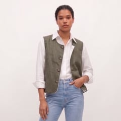 Chaleco de Algodón Pima Peruano reversible mujer - beige
