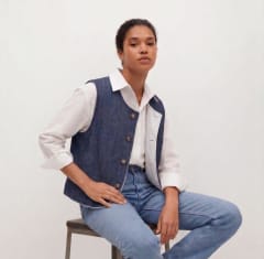Chaleco de Algodón Peruano reversible mujer - denim