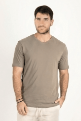 Polo de Bambu Pima cuello V manga corta hombre gris