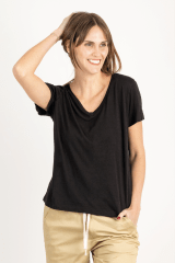 Polo de Bambu Pima V woman m/l black