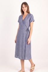 Vestido de lino envolvente azul