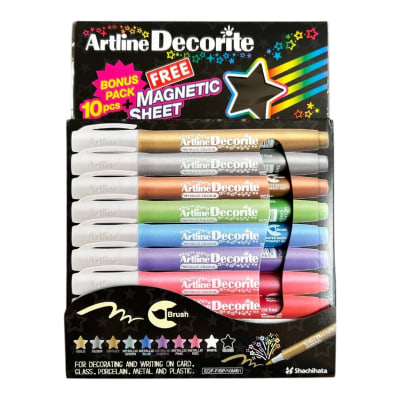 SET 10 LAPICES DECORITE BRUSH + PIZARRA MAGNETICA ARTLINE2