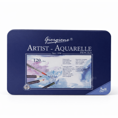 CAJA METALICA 120 LAPICES DE COLORES ACUARELABLES + PINCEL GIORGIONE