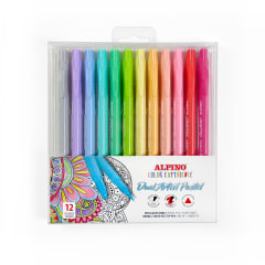 ROTULADORES PARA LETTERING DOBLE PUNTA 12 COLORES PASTEL ALPINO