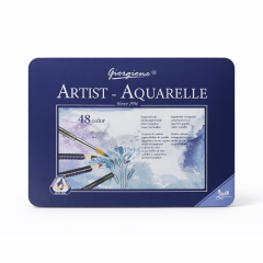 CAJA METALICA 48 LAPICES DE COLORES ACUARELABLES + PINCEL GIORGIONE