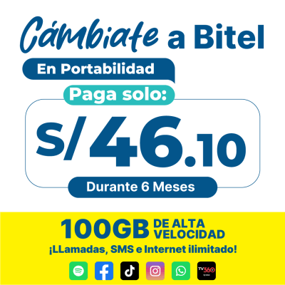 Plan ilimitado S/ 65.90 - Portabilidad Numérica1