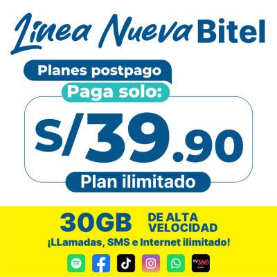 Plan ilimitado S/ 39.90 - Línea Nueva1