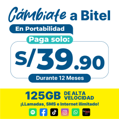 Plan ilimitado S/ 79.90 - Portabilidad Numérica