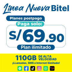 Plan ilimitado S/ 69.90 - Línea Nueva