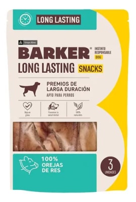 Barker Long Lasting Snacks Orejas de Res 160g (3und)1