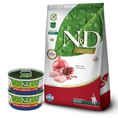 N&D Prime Kitten Frango 7.5 Kg + 2 Lata N&D Kitten Humedo 70 grs1
