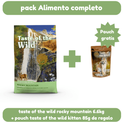 Taste of the wild rocky mountain 6.6kg + kitten chicken pouch 85g. de regalo1