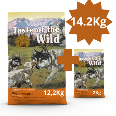 Taste Of The Wild Dog High Prairie Puppy 14.2Kg (bolsa de 12.2Kg + bolsa 2Kg)1
