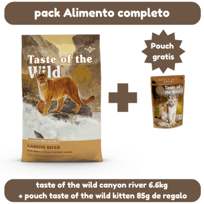 Taste of the wild canyon river 6.6kg + kitten Chicken pouch 85g. de regalo1