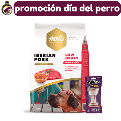 Amity Low Grain Iberian Pork 14Kg + Dingo Medium Bone 65g1
