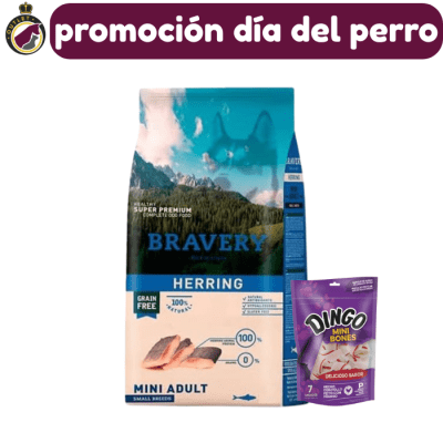 Bravery Mini Adulto Herring 7Kg + Dingo mini Bones 70g. de regalo1
