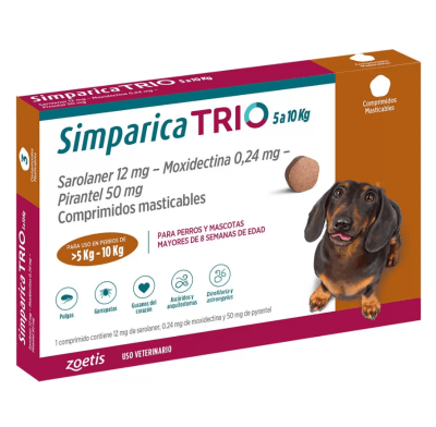 Simparica Trio 20 Mg. para perros de 5,1 a 10 kg ( 1 Tab.)1