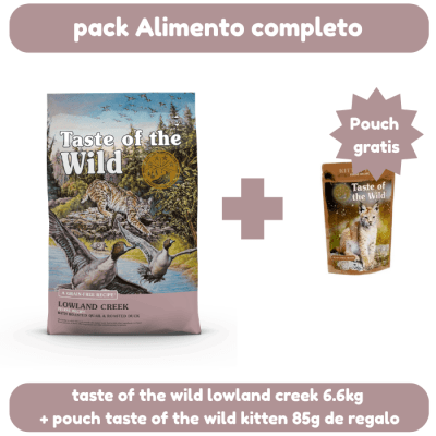 Taste of the wild lowland creek 6,6kg + kitten chicken pouch 85g. de regalo1