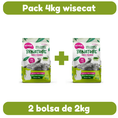 Wisecat Arena Gato Super Premium Grano Medio 4Kg (2 bolsas x 2kg)1