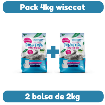 WISECAT ARENA GATO SENSITIVE GRANO FINO 4Kg (2 bolsas x 2kg)1