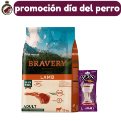 Bravery Adulto M-L Cordero 12kg + Dingo Large Bone 90grs. de regalo
