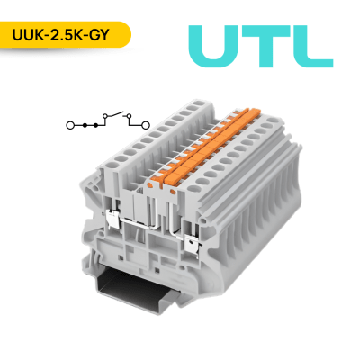 BORNERA INTERRUMPIBLE P/CUCHILLA, UUK-2.5K, 20A, 0.2-4MM2 (24-12 AWG), TORNILLO, A=5.2MM, COLOR GRIS; UTL1