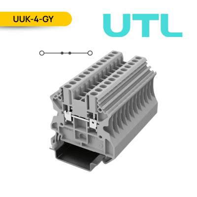BORNERA DE PASO, UUK-4, 32A, 0.2-6MM2 (24-10 AWG), TORNILLO, A=6.2MM, COLOR GRIS; UTL1
