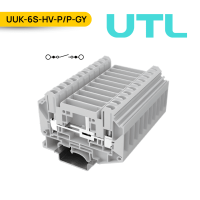 BORNERA INTERRUMPIBLE, UUK-6S-HV-P/P, 41A, 0.2-10MM2(24-8 AWG),TORNILLO, A=8.2MM, COLOR GRIS; UTL1