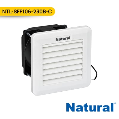 VENTILADOR C/ REJILLA Y FILTRO PARA TABLERO 106x106MM 230VAC, NTL-SFF106-230B-C; NATURAL1