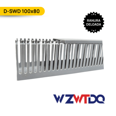 CANALETA RANURADA RETARDANTE DE LLAMA 100X80MM, COLOR GRIS, RANURA DELGADA; Wanta plastic1
