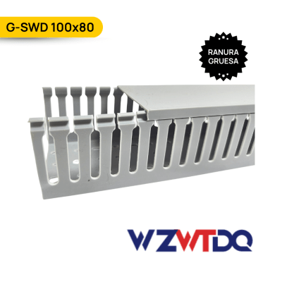 CANALETA RANURADA RETARDANTE DE LLAMA 100X80MM, COLOR GRIS - RANURA GRUESA; Wanta plastic1