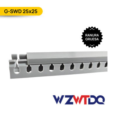 CANALETA RANURADA RETARDANTE DE LLAMA 25X25MM, COLOR GRIS, RANURA GRUESA; Wanta plastic1