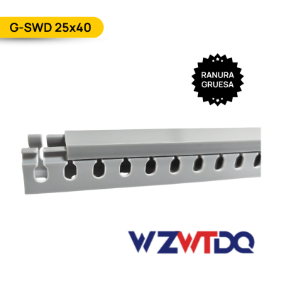 CANALETA RANURADA RETARDANTE DE LLAMA 25X40MM, COLOR GRIS, RANURA GRUESA; Wanta plastic1