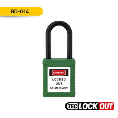 CANDADO DE SEGURIDAD AISLADO 38MM, COLOR VERDE, BD-G14; TEC LOCKOUT1