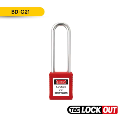 CANDADO DE SEGURIDAD  NO AISLADO 76MM, COLOR ROJO, BD-G21; TEC LOCKOUT1