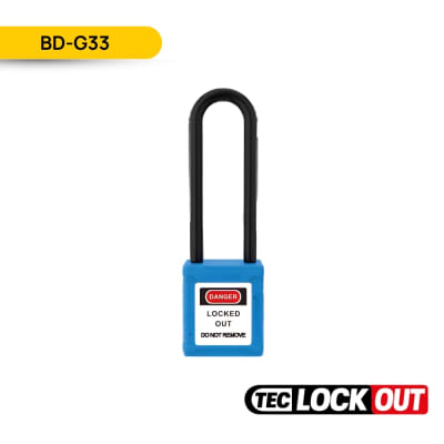 CANDADO DE SEGURIDAD AISLADO 76MM, COLOR AZUL, BD-G33; TEC LOCKOUT1