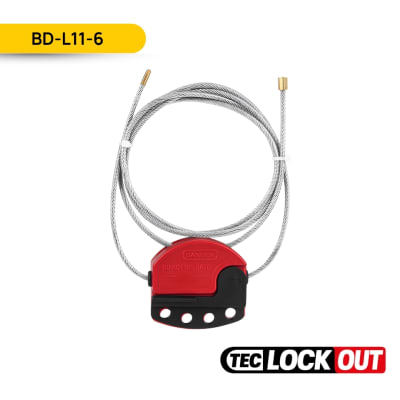 BLOQUEO DE CABLE AJUSTABLE DE ACERO INOXIDABLE, BD-L11-6 (6mm x 1.8 metros); TEC LOCKOUT1