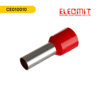 TERMINAL TUBULAR 1.0MM ROJO LARGO (BOLSA X 100PCS); CE010010; ELECMIT1