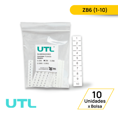 NUMERADOR PARA BORNERA ZB6; VERTICAL - 10 UNIDADES1