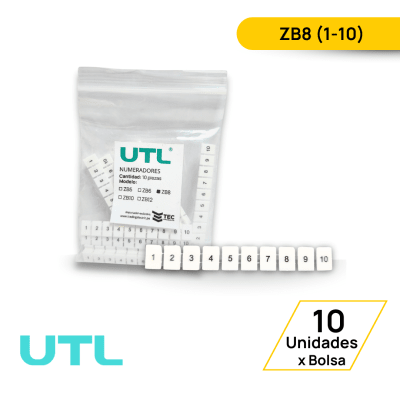 NUMERADOR PARA BORNERA ZB8; HORIZONTAL - 10 UNIDADES1