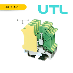 BORNERA DE TIERRA, JUT1-4PE, 32A, 0.2-4MM2 (24-10 AWG), TORNILLO, A=6.2MM; UTL