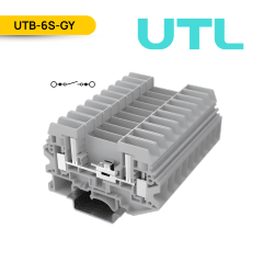 BORNERA INTERRUMPIBLE PARA MEDICIONES, UTB-6S, 41A, 1-6MM2(18-10 AWG),TORNILLO, A=8.2MM, COLOR GRIS; UTL