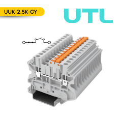 BORNERA INTERRUMPIBLE P/CUCHILLA, UUK-2.5K, 20A, 0.2-4MM2 (24-12 AWG), TORNILLO, A=5.2MM, COLOR GRIS; UTL