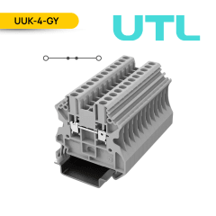 BORNERA DE PASO, UUK-4, 32A, 0.2-6MM2 (24-10 AWG), TORNILLO, A=6.2MM, COLOR GRIS; UTL