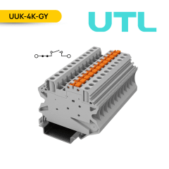 BORNERA INTERRUMPIBLE P/CUCHILLA, UUK-4K, 20A, 0.2-6MM2 (24-10 AWG), TORNILLO, A=6.2MM, COLOR GRIS; UTL