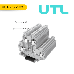 BORNERA DE PASO DOBLE PISO INDEPENDIENTE UUT-2.5/2, 24A, 0.2-4MM2 (24-12 AWG), TORNILLO, A=5.2MM, COLOR GRIS; UTL