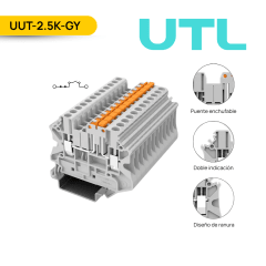 BORNERA INTERRUMPIBLE P/CUCHILLA, UUT-2.5K, 20A, 0.2-4MM2 (24-12 AWG), TORNILLO, A=5.2MM, COLOR GRIS; UTL