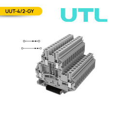 BORNERA DE PASO DOBLE PISO INDEPENDIENTE UUT-4/2, 30A, 0.2-6MM2 (24-10 AWG), TORNILLO, A=6.2MM, COLOR GRIS; UTL