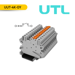 BORNERA INTERRUMPIBLE P/CUCHILLA, UUT-4K, 20A, 0.2-6MM2 (24-10 AWG), TORNILLO, A=6.2MM, COLOR GRIS; UTL