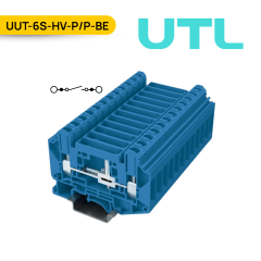 BORNERA INTERRUMPIBLE PARA MEDICIONES, UUT-6S-HV-P/P-BE, 41A, 0.2-10MM2(24-8 AWG),TORNILLO, A=8.2MM, COLOR AZUL; UTL